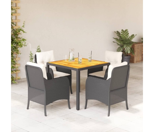 Set de muebles jardín 5 pzas con cojines ratán sintético negro