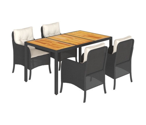 Set de muebles jardín 5 pzas con cojines ratán sintético negro