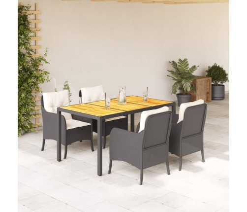 Set de muebles jardín 5 pzas con cojines ratán sintético negro