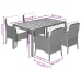 Set de muebles jardín 5 pzas con cojines ratán sintético negro