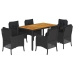 Set de comedor de jardín 7 pzas y cojines ratán sintético negro