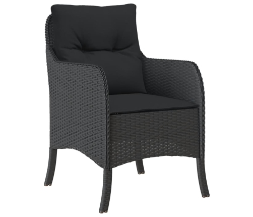 Set de comedor de jardín 7 pzas y cojines ratán sintético negro
