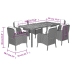 Set de comedor de jardín 7 pzas y cojines ratán sintético negro