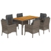 Set comedor jardín 7 pzas y cojines ratán sintético gris