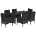 Set de comedor de jardín 7 pzas y cojines ratán sintético negro