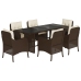 Set comedor de jardín 7 pzas con cojines ratán sintético marrón