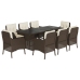 Set comedor para jardín 9 pzas y cojines ratán sintético marrón