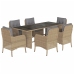 Set comedor de jardín 7 pzas con cojines ratán sintético beige