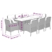Set comedor de jardín 9 pzas con cojines ratán sintético beige