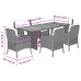 Set de comedor de jardín 7 pzas y cojines ratán sintético negro