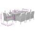 Set de comedor de jardín 9 pzas y cojines ratán sintético negro