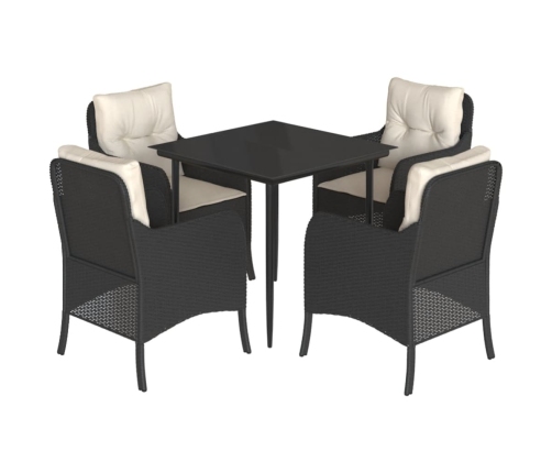 Set de muebles jardín 5 pzas con cojines ratán sintético negro