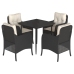Set de muebles jardín 5 pzas con cojines ratán sintético negro