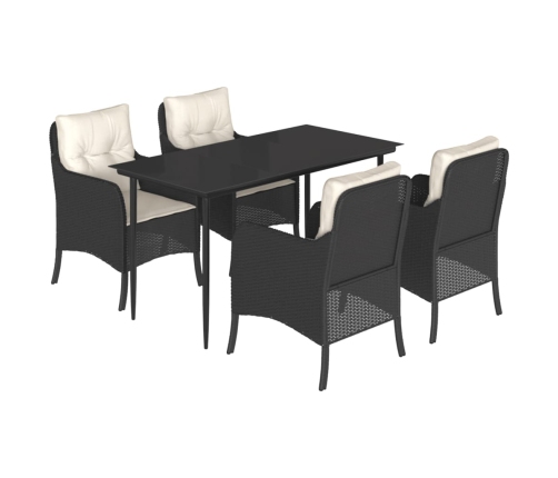 Set de muebles jardín 5 pzas con cojines ratán sintético negro