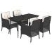 Set de muebles jardín 5 pzas con cojines ratán sintético negro
