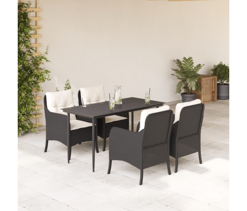 Set de muebles jardín 5 pzas con cojines ratán sintético negro