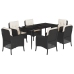 Set de comedor de jardín 7 pzas y cojines ratán sintético negro