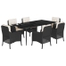 Set de comedor de jardín 7 pzas y cojines ratán sintético negro
