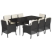 Set de comedor de jardín 9 pzas y cojines ratán sintético negro