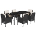 Set de comedor de jardín 7 pzas y cojines ratán sintético negro