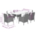Set de comedor de jardín 7 pzas y cojines ratán sintético negro