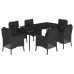 Set de comedor de jardín 7 pzas y cojines ratán sintético negro