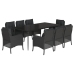 Set de comedor de jardín 9 pzas y cojines ratán sintético negro