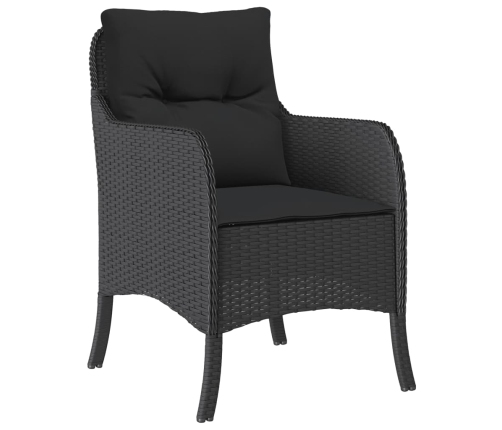 Set de comedor de jardín 9 pzas y cojines ratán sintético negro