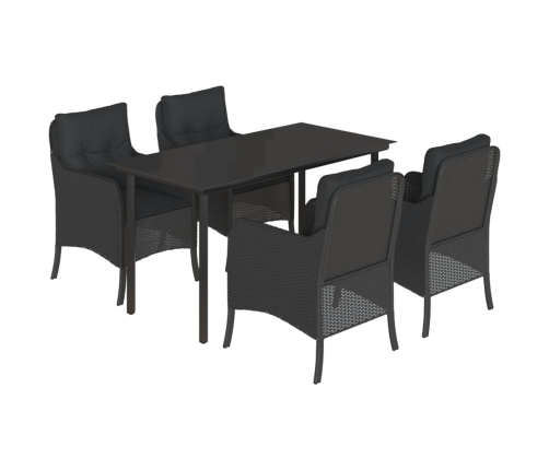 Set de muebles jardín 5 pzas con cojines ratán sintético negro
