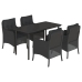 Set de muebles jardín 5 pzas con cojines ratán sintético negro