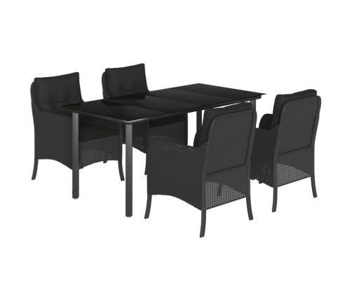 Set de muebles jardín 5 pzas con cojines ratán sintético negro