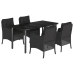 Set de muebles jardín 5 pzas con cojines ratán sintético negro