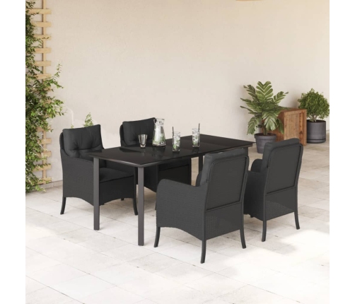 Set de muebles jardín 5 pzas con cojines ratán sintético negro