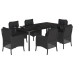 Set de comedor de jardín 7 pzas y cojines ratán sintético negro