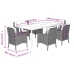 Set de comedor de jardín 7 pzas y cojines ratán sintético negro