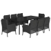 Set de comedor de jardín 9 pzas y cojines ratán sintético negro