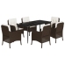 Set comedor de jardín 7 pzas con cojines ratán sintético marrón