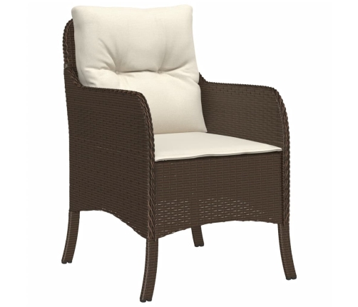 Set comedor de jardín 7 pzas con cojines ratán sintético marrón