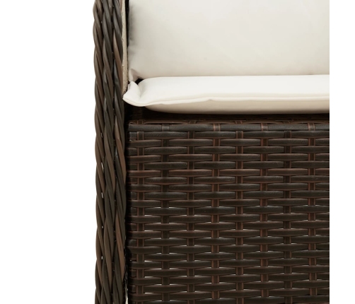 Set comedor de jardín 7 pzas con cojines ratán sintético marrón