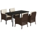 Set comedor de jardín 5 piezas y cojines ratán sintético marrón
