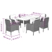 Set comedor de jardín 7 pzas con cojines ratán sintético marrón