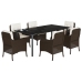 Set comedor de jardín 7 pzas con cojines ratán sintético marrón
