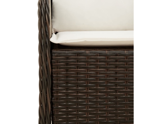 Set comedor de jardín 7 pzas con cojines ratán sintético marrón
