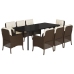 Set comedor para jardín 9 pzas y cojines ratán sintético marrón