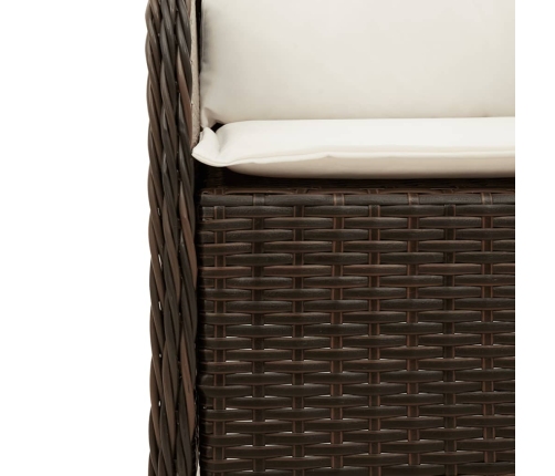 Set comedor para jardín 9 pzas y cojines ratán sintético marrón
