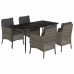 Set comedor de jardín 5 piezas con cojines ratán sintético gris