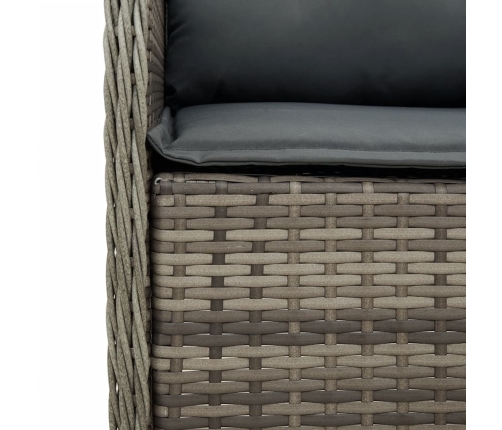 Set comedor de jardín 5 piezas con cojines ratán sintético gris