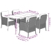 Set comedor de jardín 5 piezas con cojines ratán sintético gris