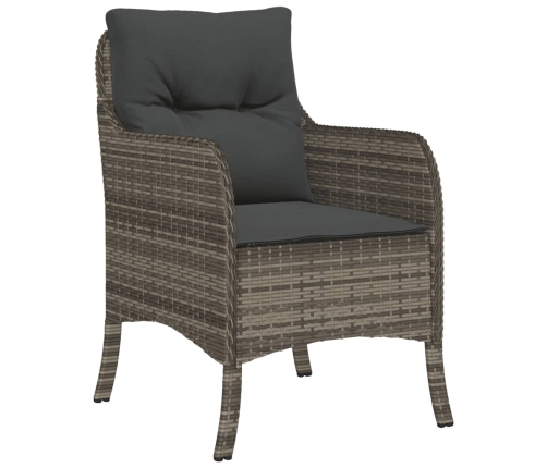 Set comedor de jardín 5 piezas con cojines ratán sintético gris