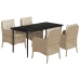 Set comedor de jardín 5 pzas con cojines ratán sintético beige